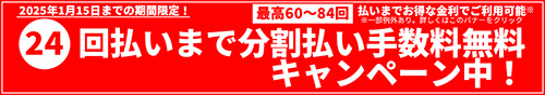 2025年1月15日までの期間限定！24回払いまで分割払い手数料無料キャンペーン中！